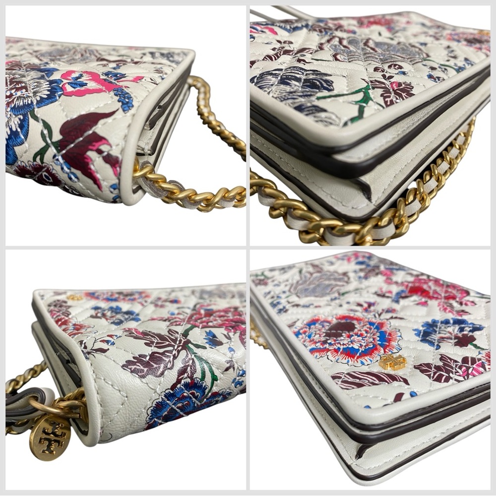 Tory Burch Like New Fleming Quilted Floral Crossbody Clutch Multi Happy … - Picture 8 of 12